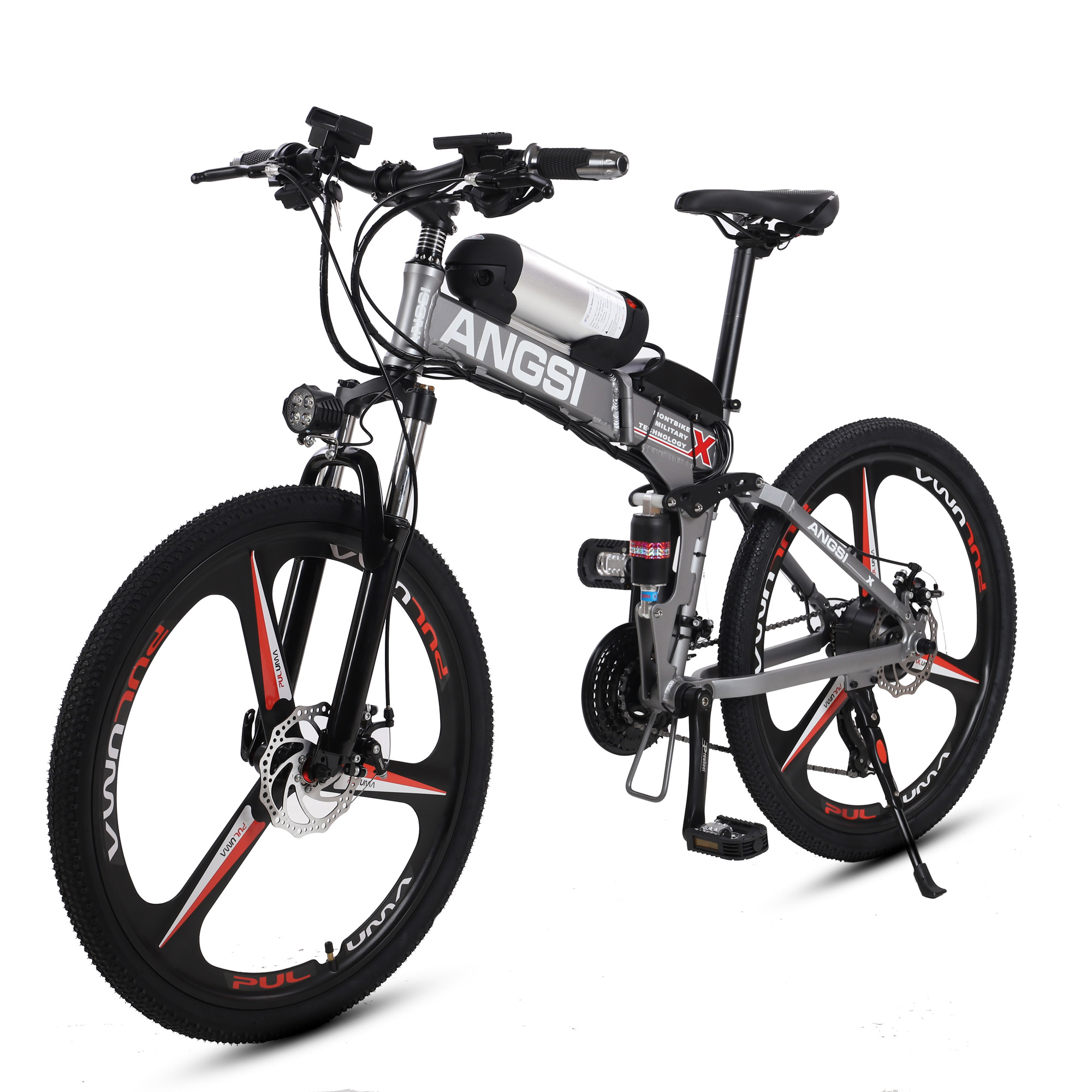 Folding Electric Mountain Bike 26 Inch Aluminum Alloy Frame Full Suspension Lithium Rear Hub Motor Rear Carrier Disc Brake