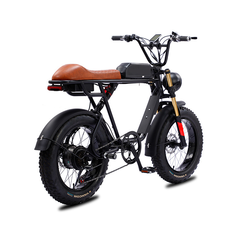 USA Long Range Fast Fat 20inch 48V 750W Retro Dual Battery Super Cruiser Cycle E-bike Electric City Bike Motorcycle w Pedals 