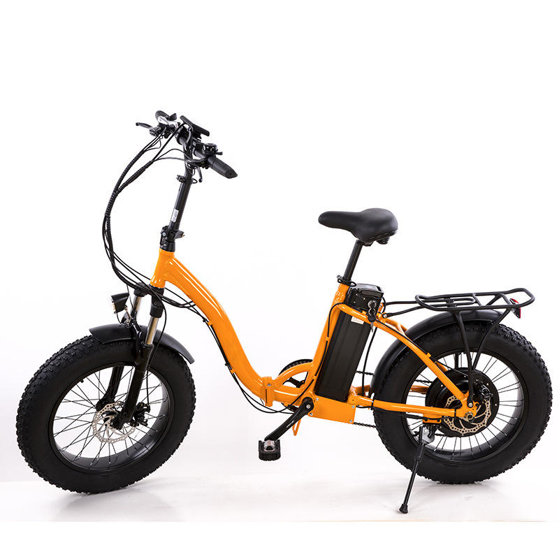 China Hot Sale Folding Hybrid Electric Bicycle Full Suspension Double Disc Brake 24 Speed 20-inch Rear Hub Motor Steel Frame 