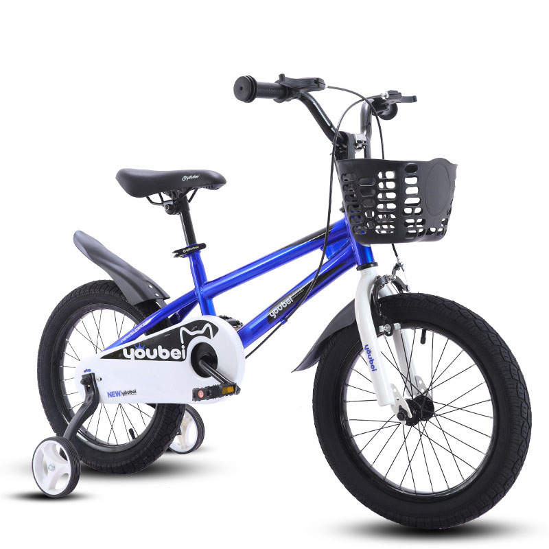New Children's Steel Single Speed Bicycle with Auxiliary Wheels Full Suspension Plastic Basket for Outdoor Play & Safe Travel 