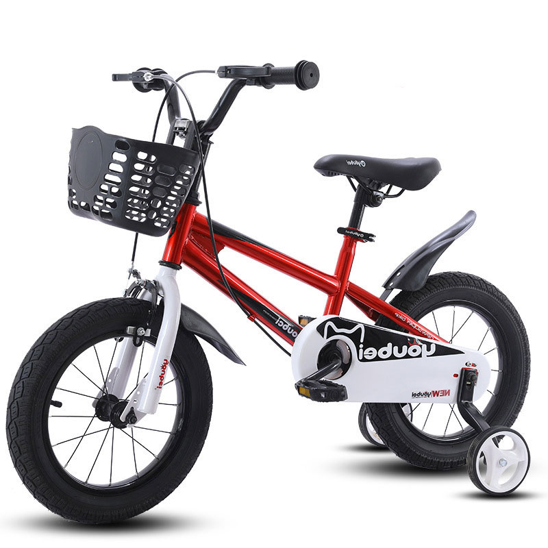 New Children's Steel Single Speed Bicycle with Auxiliary Wheels Full Suspension Plastic Basket for Outdoor Play & Safe Travel