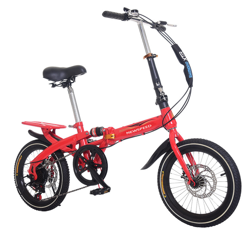16/20inch Steel Frame Folding Bicycle with Disc Brake 6 Speed Gears Suspension Fork