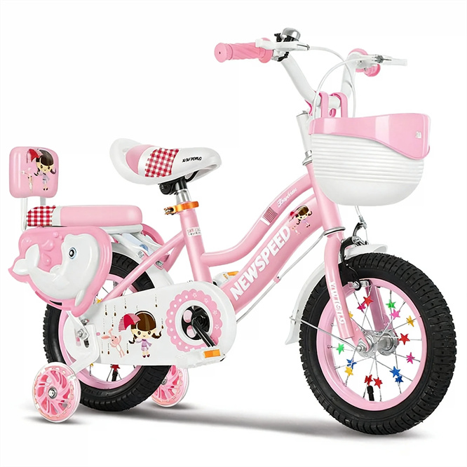 Pink Customized Color Princess Steel Frame 12/14/16/18 Inch 12-Speed Girls Children's Bicycle Training Wheels for 5-10 Years