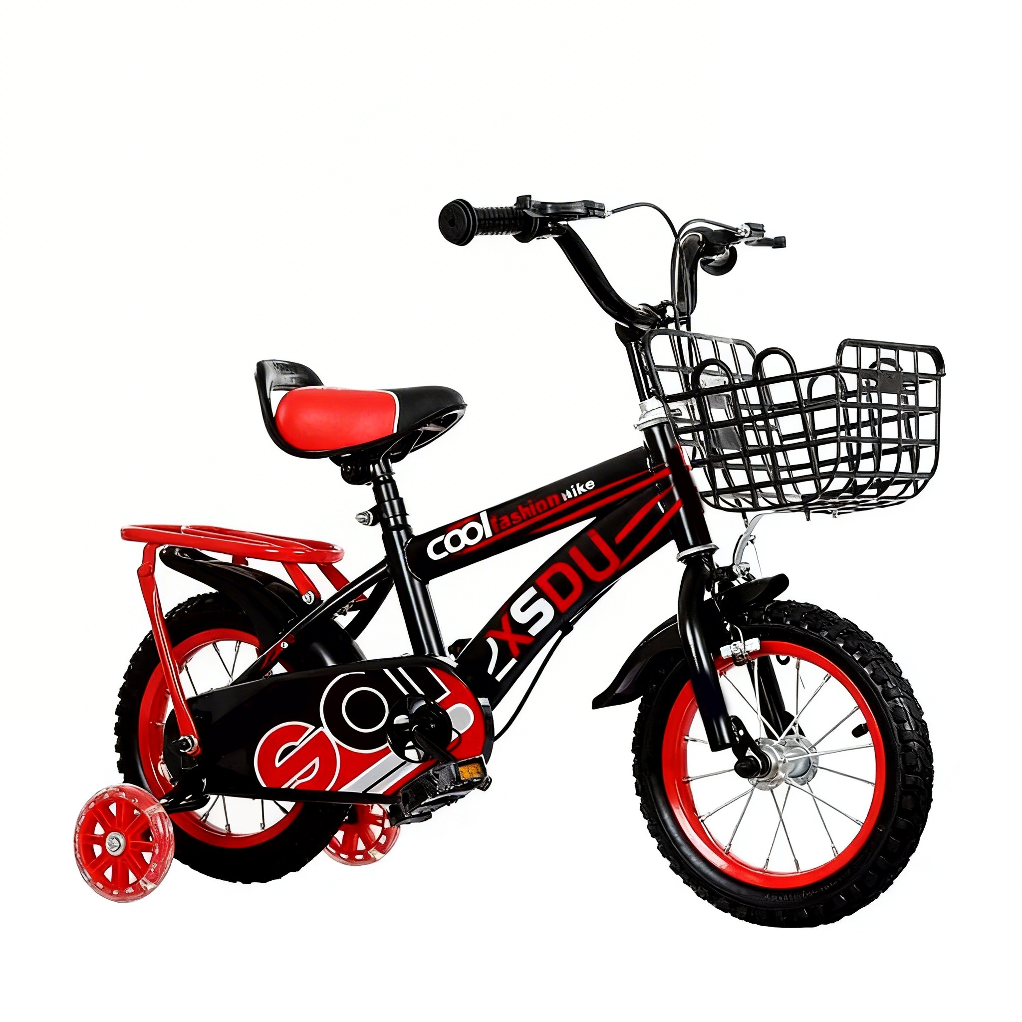 Wholesale Children's Bicycles 12-16 Inches Disc Brake Single Speed with Plastic Basket and Training Wheels