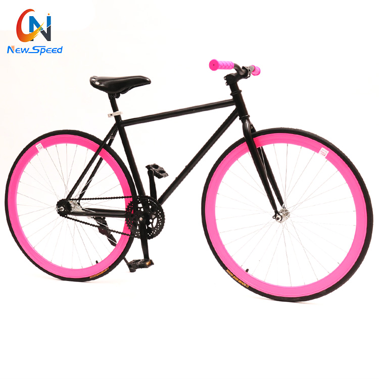 Factory Sales 700c Wheels Single Speed Road Bike Men Steel Frame Hi-Ten Steel Fork Aluminum Alloy Rims Disc Brakes Fixed Gear 