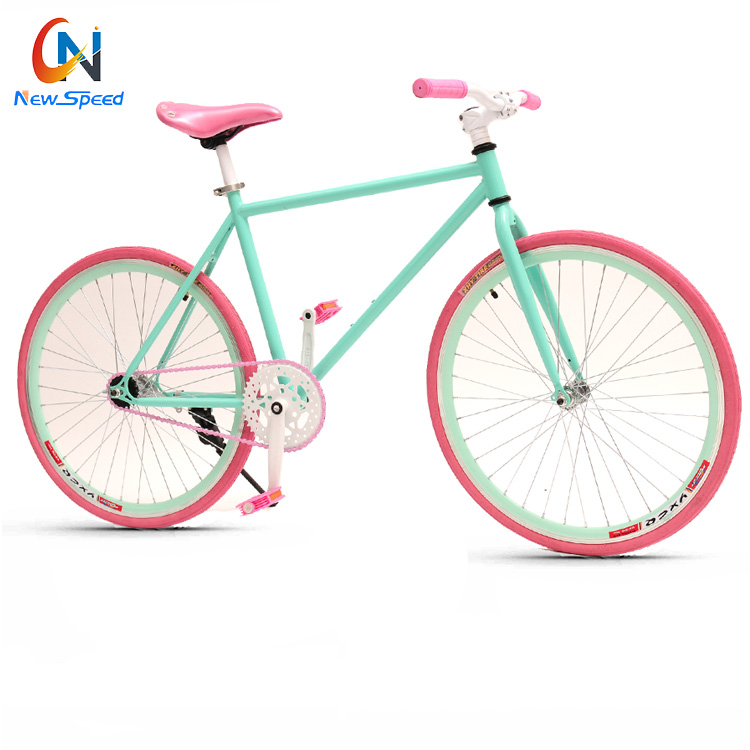 Factory Sales 700c Wheels Single Speed Road Bike Men Steel Frame Hi-Ten Steel Fork Aluminum Alloy Rims Disc Brakes Fixed Gear 